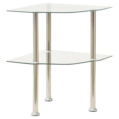 Sidebord med hylde 38x38x50 hærdet glas transparent