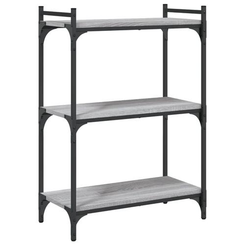 Bogreol 60x30x86 cm 3 hylder konstrueret træ grå sonoma-eg