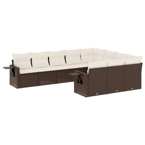 Sofasæt til haven 10 dele med hynder polyrattan brun