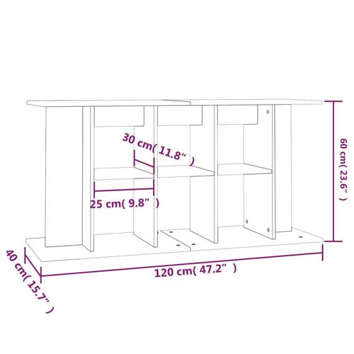 Akvariebord 120x40x60 cm konstrueret træ hvid højglans