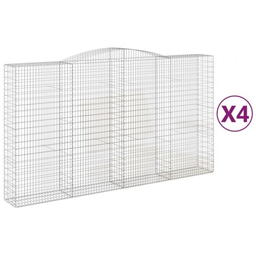 Buede gabionkurve - 4 stk. 400×50×220/240 cm i galvaniseret jern