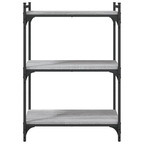 Bogreol 60x30x86 cm 3 hylder konstrueret træ grå sonoma-eg