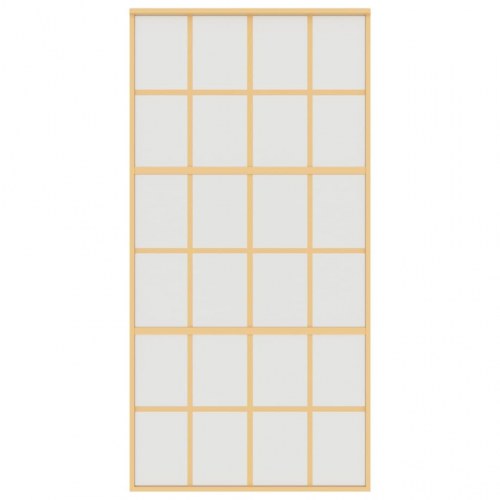 Skydedør 102,5×205 cm - matteret sikkerhedsglas, aluminium i gylden