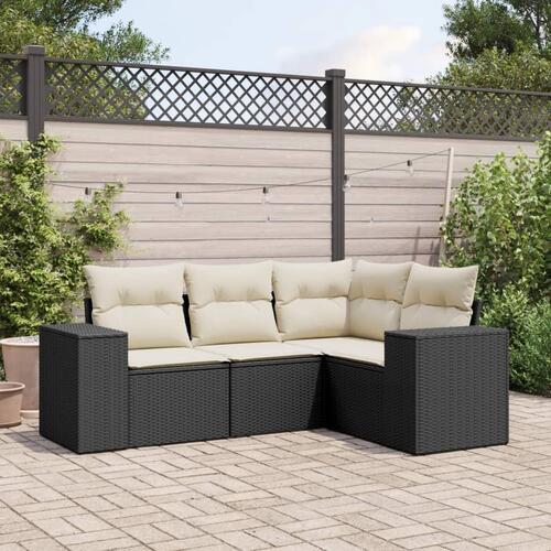 Sofasæt til haven 4 dele med hynder polyrattan sort
