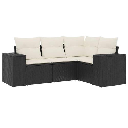Sofasæt til haven 4 dele med hynder polyrattan sort