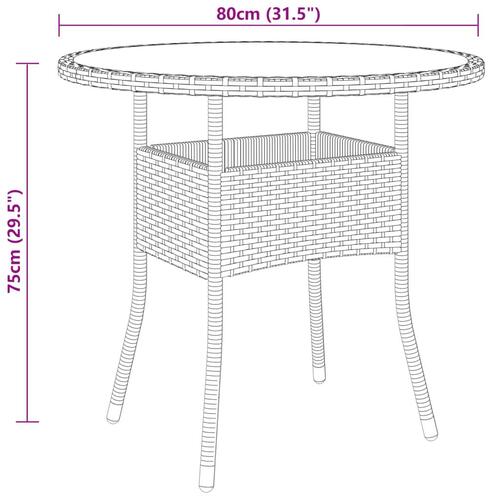 Bistrosæt til haven 5 dele polyrattan og hærdet glas brun
