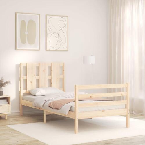 Sengeramme med sengegavl 90x200 cm massivt træ