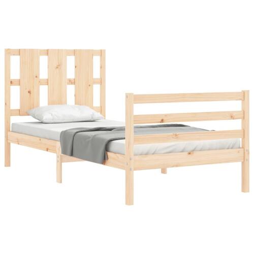 Sengeramme med sengegavl 90x200 cm massivt træ