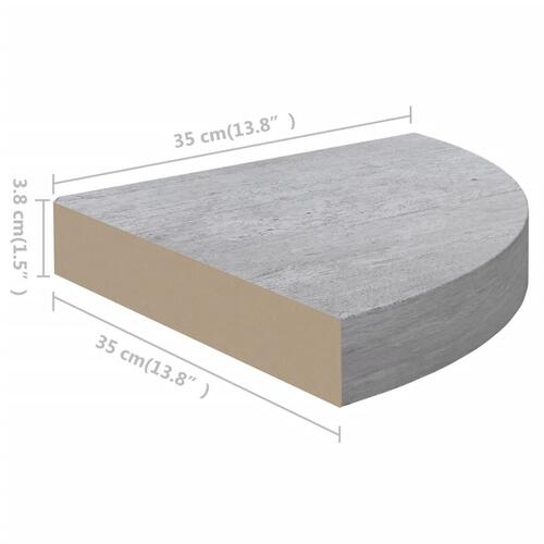 Hjørnehylder 2 stk. 35x35x3,8 cm MDF betongrå