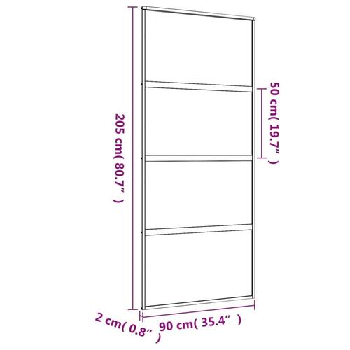 Skydedør 90x205 cm matteret sikkerhedsglas og aluminium gylden