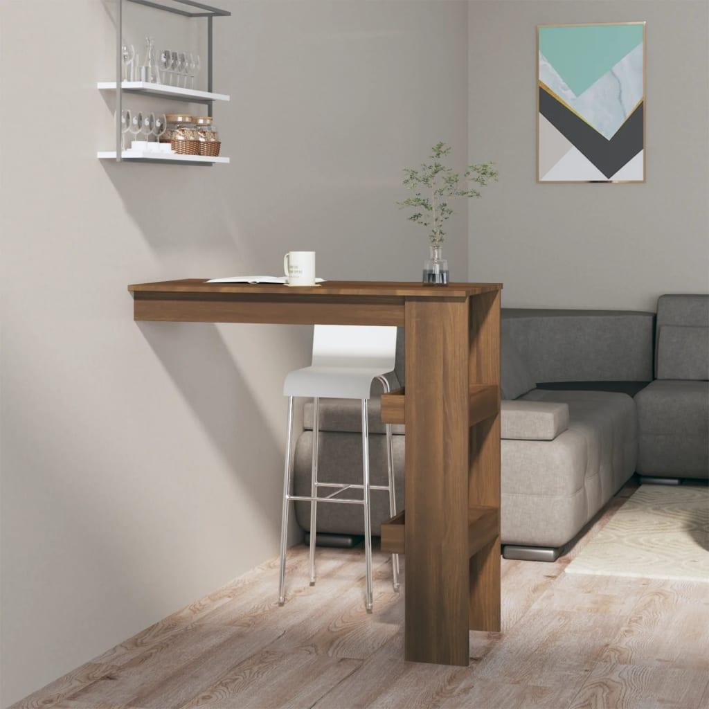 Vægmonteret barbord 102x45x103,5 cm konstrueret træ brunt eg