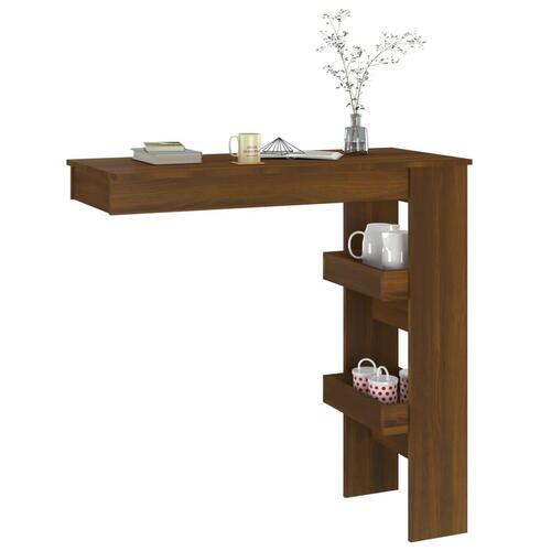 Vægmonteret barbord 102x45x103,5 cm konstrueret træ brunt eg