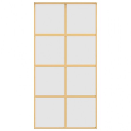 Skydedør 102,5×205 cm - matteret sikkerhedsglas, aluminium i gylden
