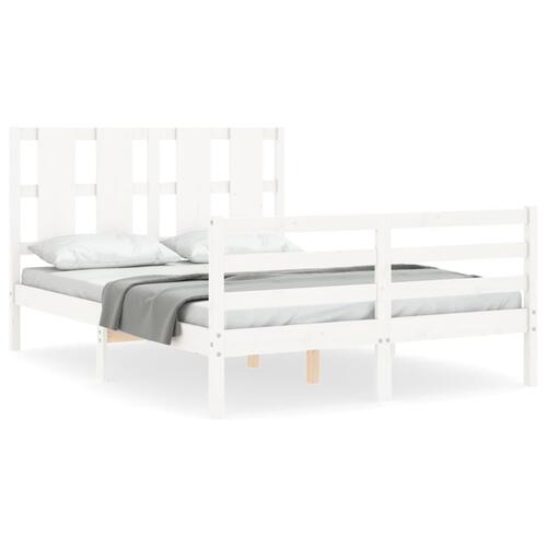 Sengeramme med sengegavl 140x200 cm massivt træ hvid