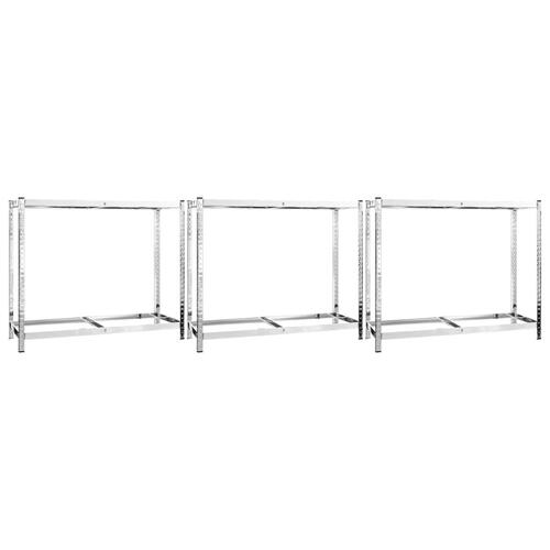 Dækreoler 3 stk. med 2 hylder 110x40x110 cm stål sølvfarvet