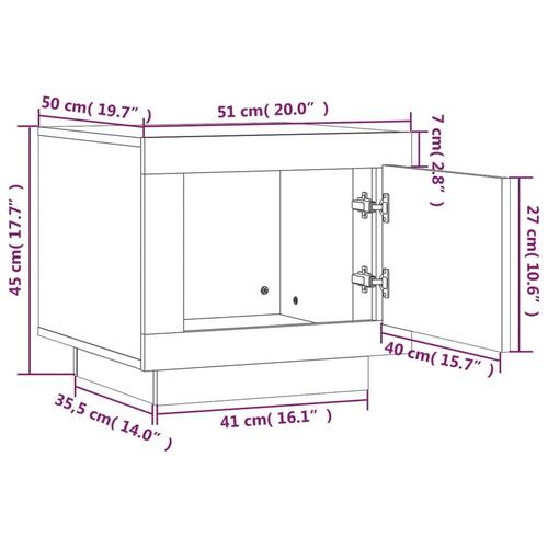 Sofabord 51x50x45 cm konstrueret træ røget egetræsfarve