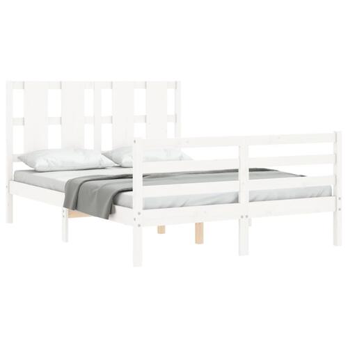 Sengeramme med sengegavl 140x200 cm massivt træ hvid