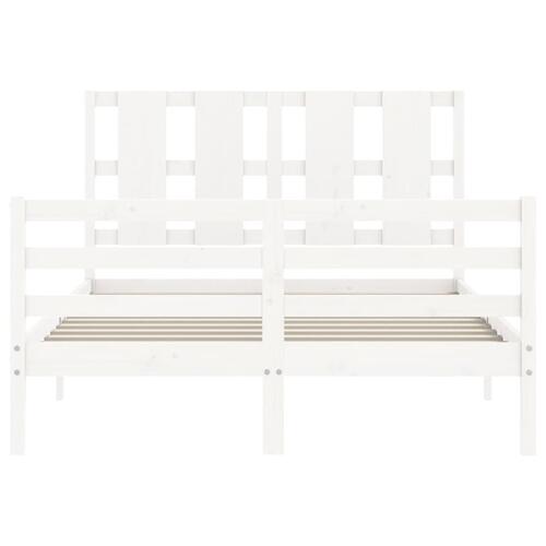 Sengeramme med sengegavl 140x200 cm massivt træ hvid