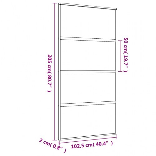 Skydedør 102,5x205 cm klart sikkerhedsglas og aluminium gylden