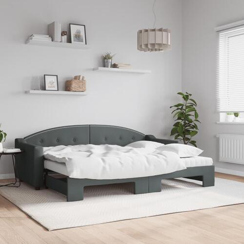 Daybed med udtræk og madras 80x200 cm stof mørkegrå