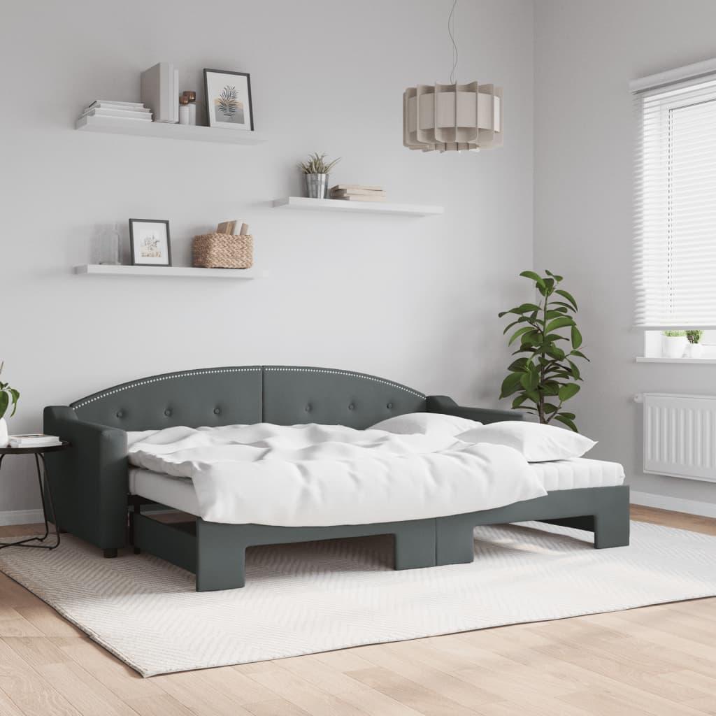 Daybed med udtræk og madras 80x200 cm stof mørkegrå billede