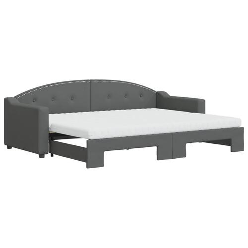 Daybed med udtræk og madras 80x200 cm stof mørkegrå