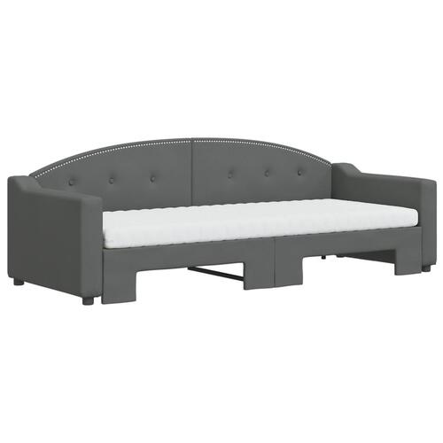Daybed med udtræk og madras 80x200 cm stof mørkegrå
