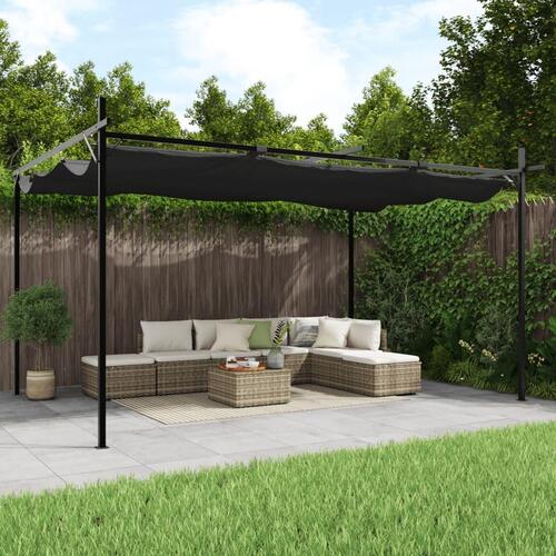 Pergola med sammenrulleligt tag 395x292x230 cm antracitgrå