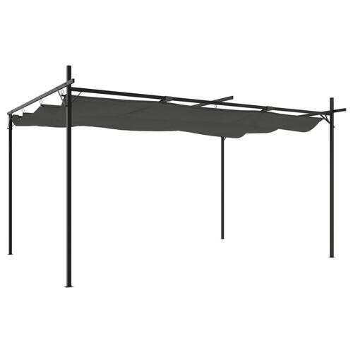 Pergola med sammenrulleligt tag 395x292x230 cm antracitgrå