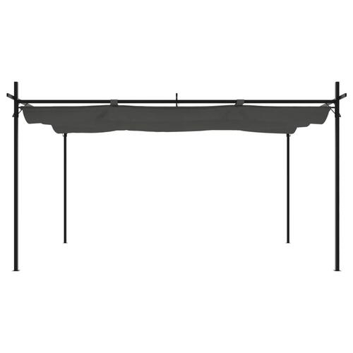 Pergola med sammenrulleligt tag 395x292x230 cm antracitgrå
