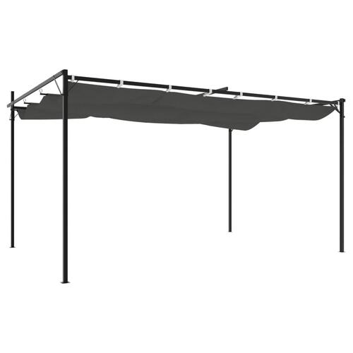 Pergola med sammenrulleligt tag 395x292x230 cm antracitgrå