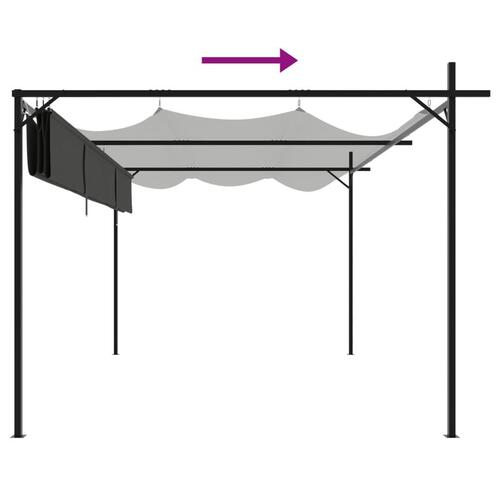 Pergola med sammenrulleligt tag 395x292x230 cm antracitgrå
