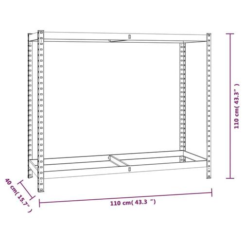 Dækreoler 4 stk. med 2 hylder 110x40x110 cm stål sølvfarvet