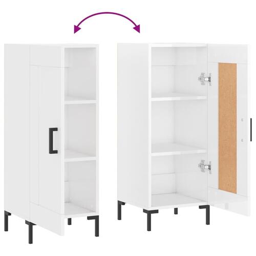 Skænk 34,5x34x90 cm konstrueret træ hvid højglans