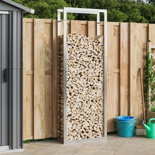 Brændestativ 80x28x222 cm rustfrit stål
