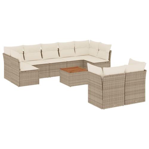 Sofasæt til haven 10 dele med hynder polyrattan beige