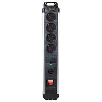 4-stiks bundkort med tænd/sluk-knap Silver Electronics 49644 3680W Sort