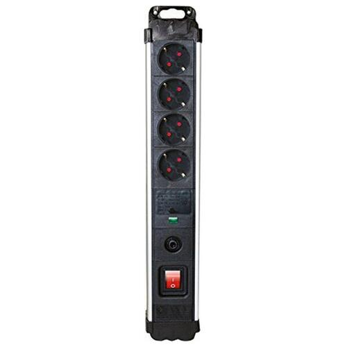 4-stiks bundkort med tænd/sluk-knap Silver Electronics 49644 3680W Sort
