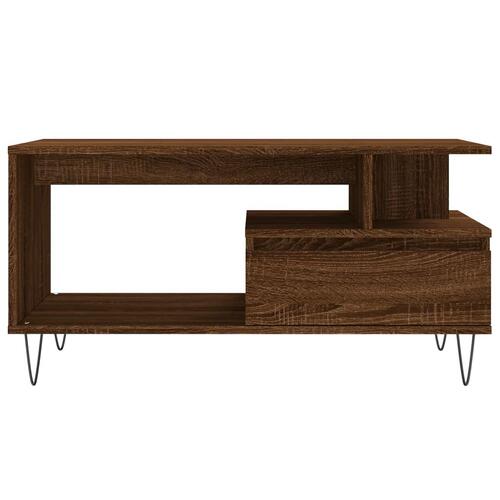 Sofabord 90x49x45 cm konstrueret træ brun egetræsfarve