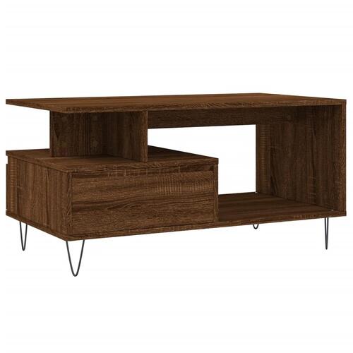 Sofabord 90x49x45 cm konstrueret træ brun egetræsfarve