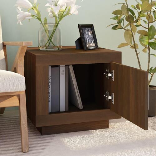Sofabord 51x50x45 cm konstrueret træ brun egetræsfarve