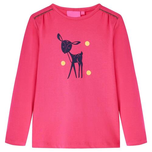 Langærmet T-shirt til børn str. 116 pink