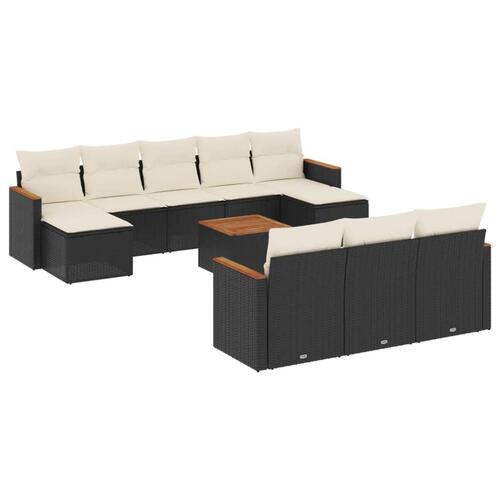 Sofasæt til haven 11 dele med hynder polyrattan sort
