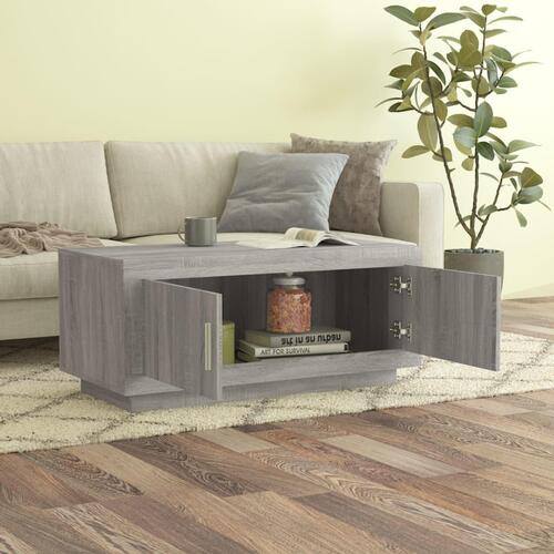 Sofabord 102x50x45 cm konstrueret træ grå sonoma-eg