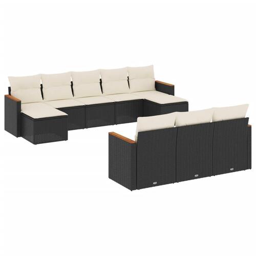 Sofasæt til haven 10 dele med hynder polyrattan sort