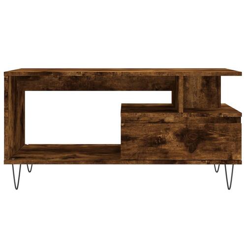 Sofabord 90x49x45 cm konstrueret træ røget egetræsfarve