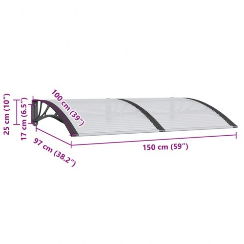 Dørbaldakin 150×100 cm i polycarbonat - sort