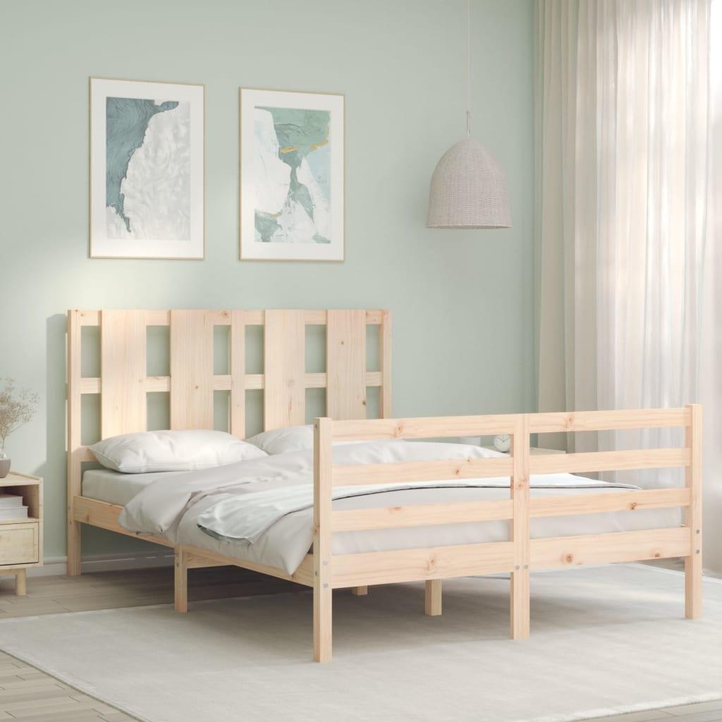 Sengeramme med sengegavl 120x200 cm massivt træ hvid