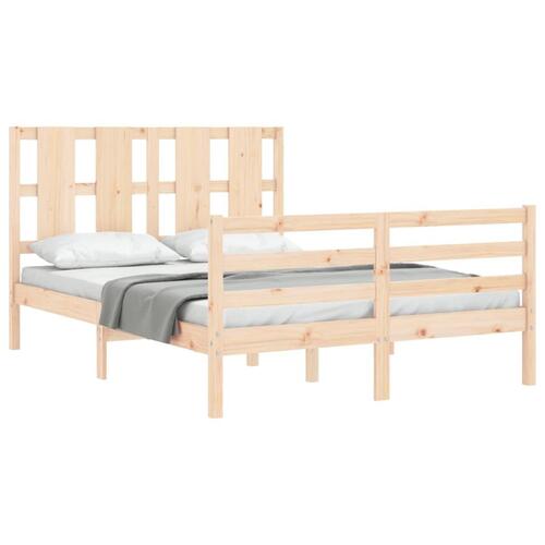 Sengeramme med sengegavl 120x200 cm massivt træ hvid