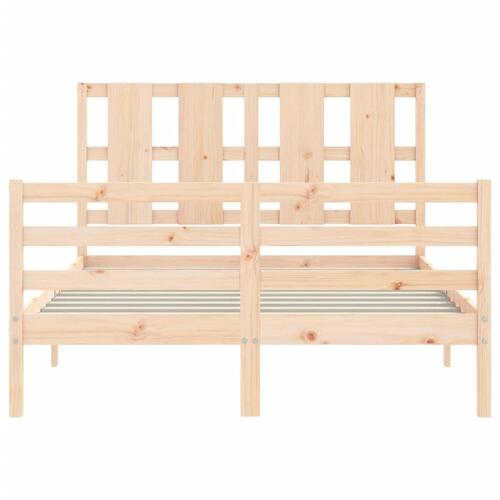 Sengeramme med sengegavl 120x200 cm massivt træ hvid